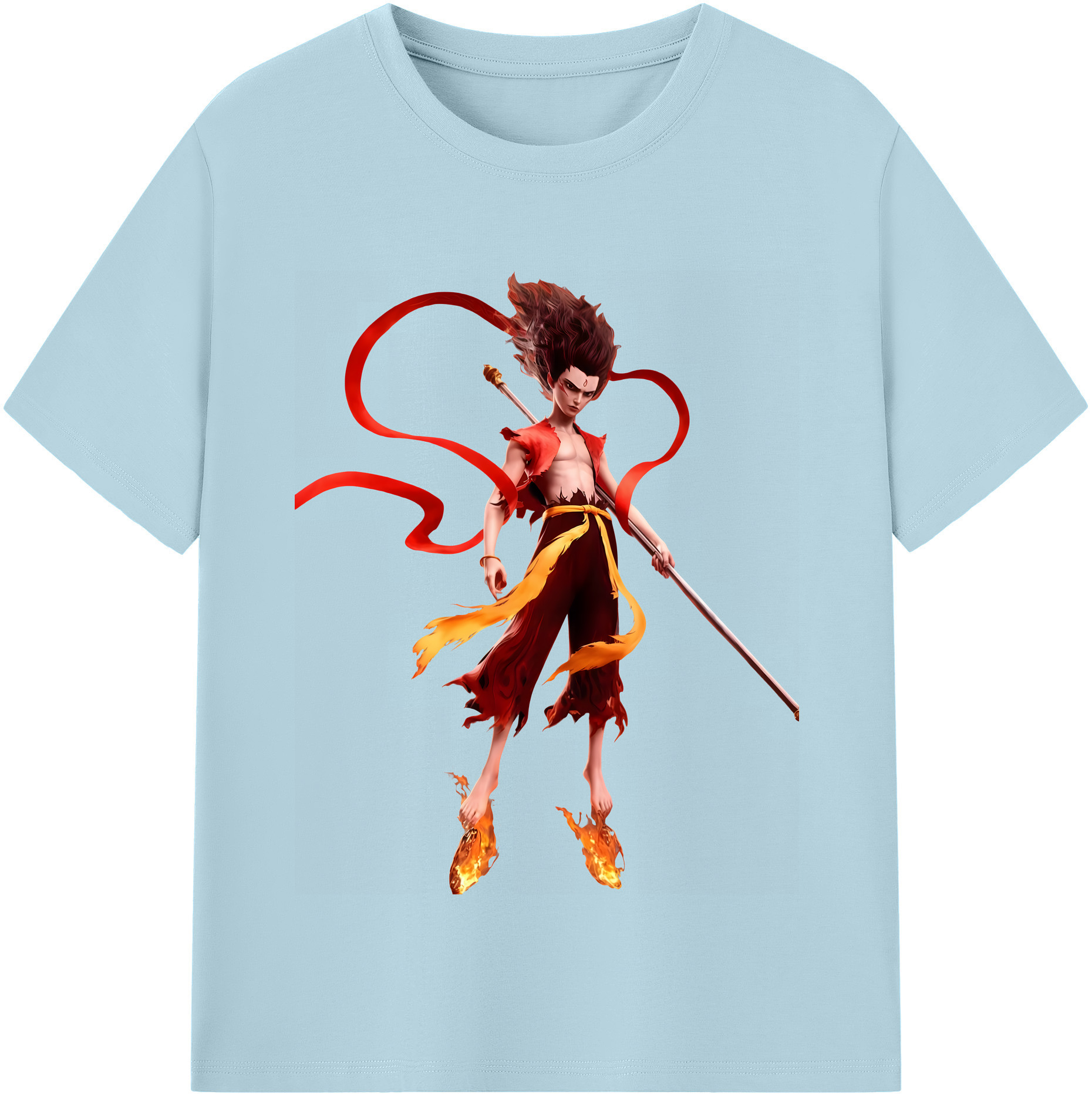 （画像用） Ne Zha 2 ナタ 魔童の大暴れ 綿100％半袖Tシャツ（フロントプリント）